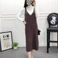 Autumn and Winter Loose Sleeveless Vest Skirt V-neck Mid-length Sweater Skirt Fashion Simple Female Vest Dress