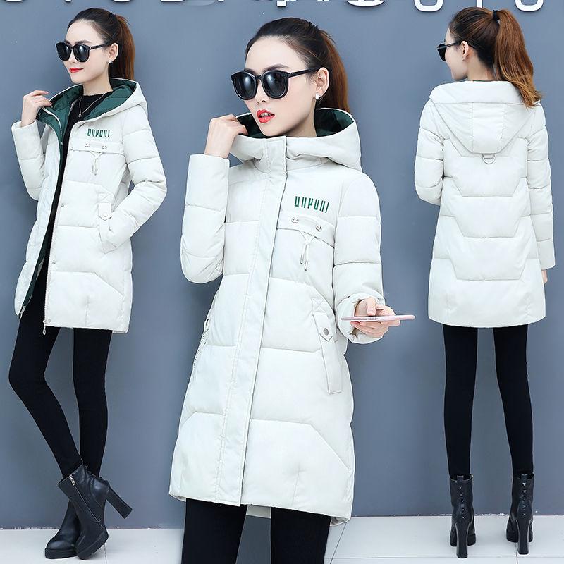 Winter Women Parkas Casual Hooded Jackets Autumn Warm Letter Print Long Female Coat Zipper Outerwear