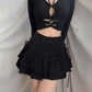 Black Pleated Ruffle Mini Skirt - Gothic High Waist Short Layered Skirt - Goth Clothing - Alt Clothing
