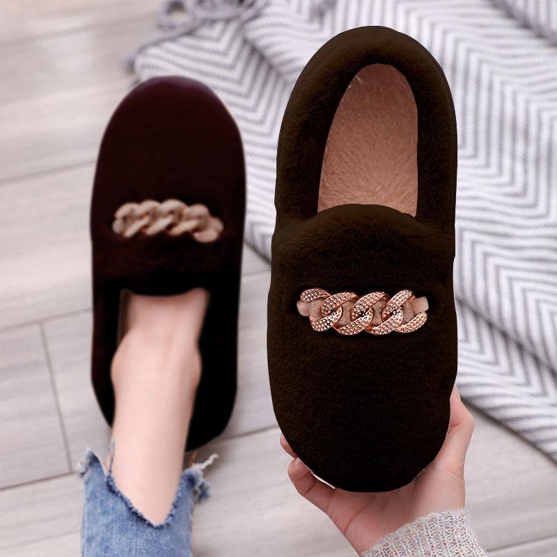 Autumn and Winter Pure Cotton Slippers Indoor Non-slip Soft-soled Shoes Warm Simple Plush Cotton Shoes