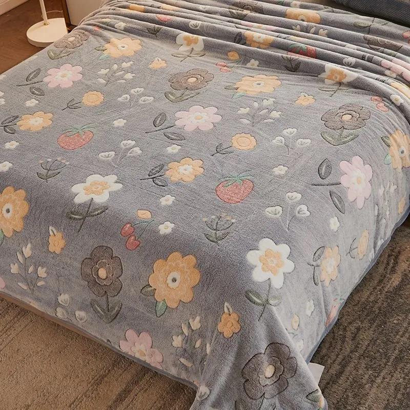Blanket Thicken Warm Coral Fleece One-piece Single Double Quilt Blanket Winter Bedroom Nap Blanket Student Dormitory Plush Quilt