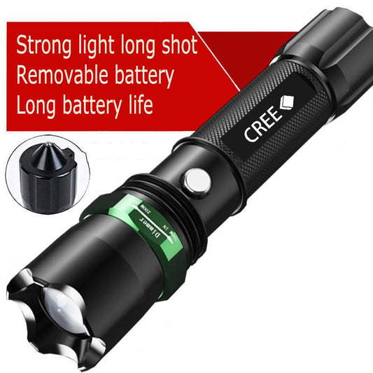 Flashlight Strong Light Rechargeable Long-range 5000 Ultra-bright Zoom Outdoor Self-defense Household LED Xenon Lamp Special Forces