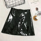 High Waist Hips Glossy Bright Leather Skirt Anti-glare A-line Skirt Pu Short Skirt All Match Casual Mini Leather Skirt