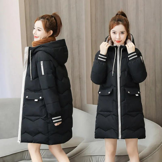 Down Padded Jacket Women's Winter Clothing Anti-season New Style Korean Loose Cotton-padded Jacket Women's Mid-length Large Size Padded Padded Jacket
