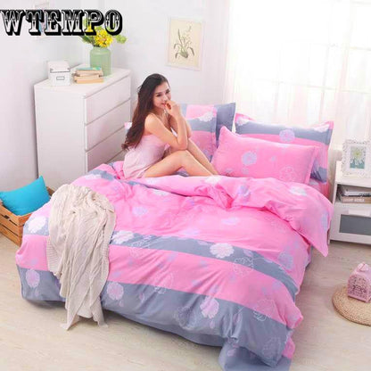 Bedding Set Pure Cotton Pattern Cartoon Simplicity Bed Sheet Quilt Cover Pillowcase