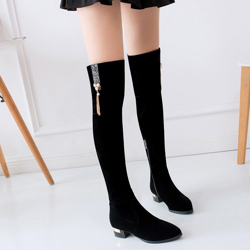 Sexy Slim Fit Elastic Flock Over The Knee Boots Women Shoes Autumn Winter Ladies Over Knee Suede  High Boots