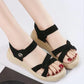 Women's Thick-soled Leather Sandals Summer Student Platform Casual Shoes Velcro Mid-heel Soft-soled Sandals Beach Shoes