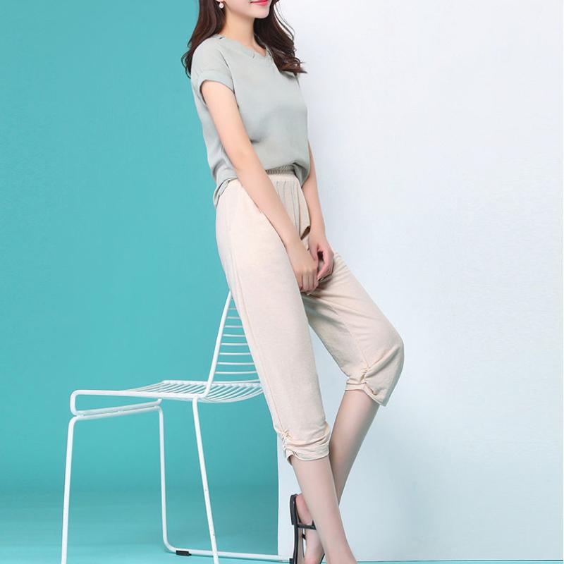 Summer Thin Cropped Pants Women Korean Version of Wild Loose Large Size Black Shorts Casual Pants Women