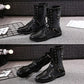 Fall Men's High Top Martin Leather Boots Teen Fashion Inner Height Increase Boots Korean Style Trendy Men's Military Boots