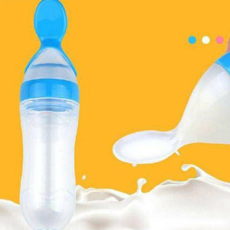 Baby Accessories Safety Infant Baby Silicone Feeding with Spoon Feeder Food Rice Cereal Bottle Utensils