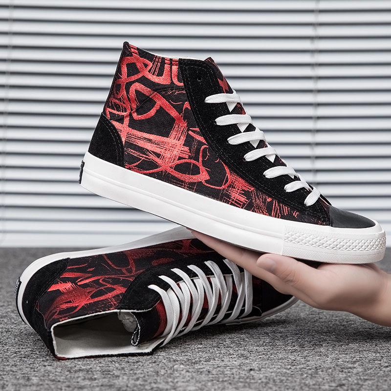 Men's Shoes Sneakers Fashion Canvas Doodle Casual Shoes Men's Lace-up Flats Multicolor Shoes