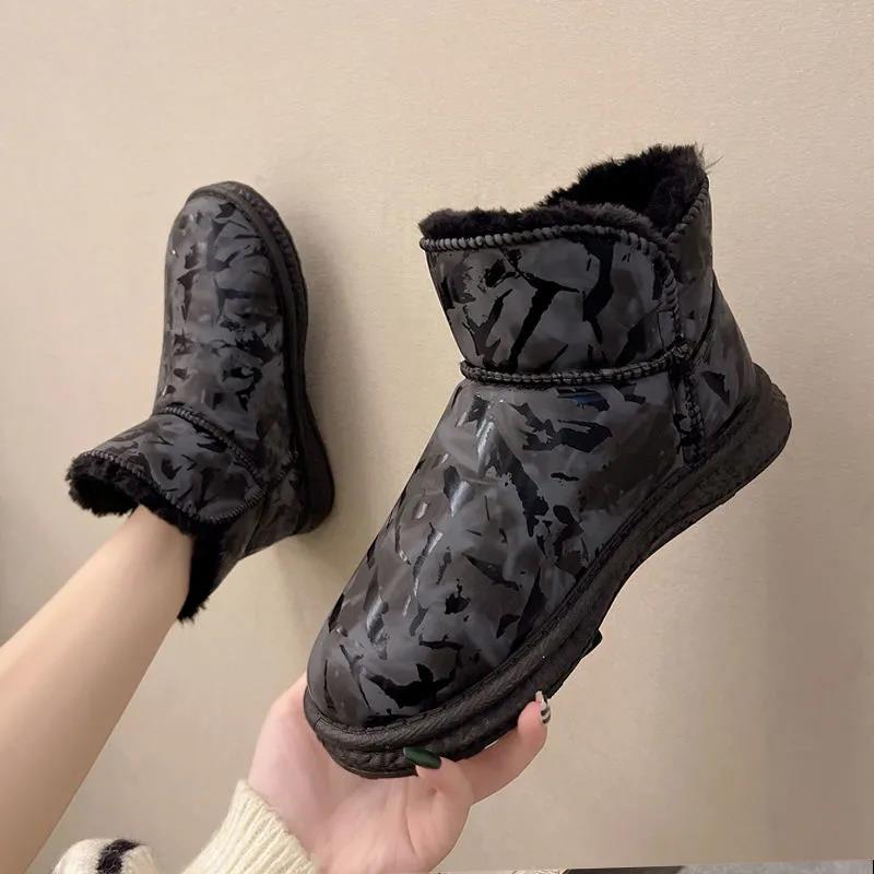 Short Tube Snow Boots Women Korean Version Plus Velvet Padded Short Boots Autumn and Winter All-match Warmth and Non-slip Cotton Shoes