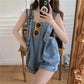 Denim Suspenders Shorts Women's Summer Design Sense Small One-piece Pants High Waist Loose Wide-leg Pants