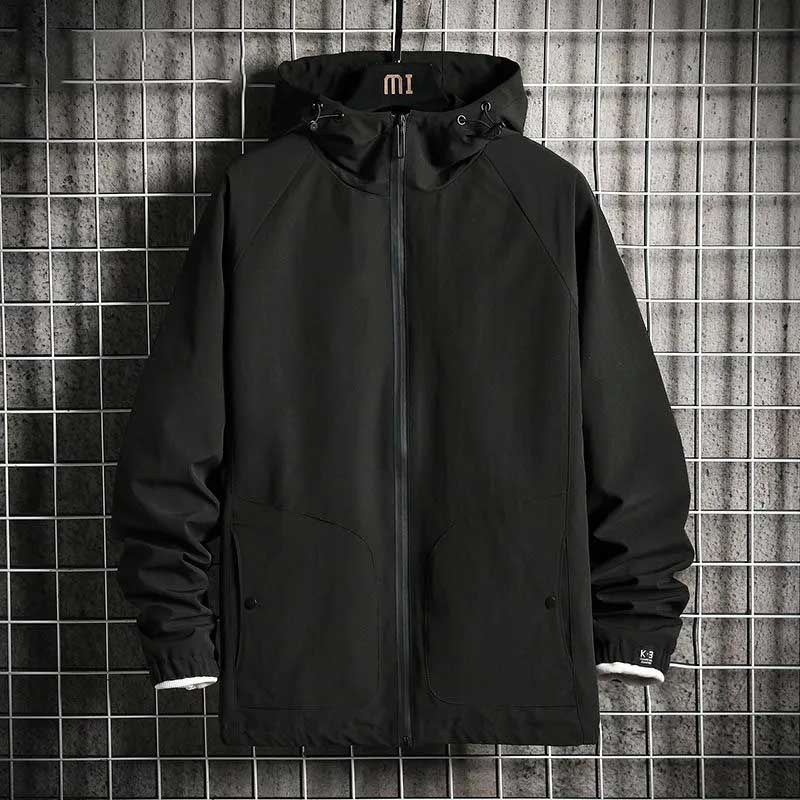 Men's Jacket Spring and Autumn Men's Jacket Simple Versatile Hooded Solid Color Casual Top Clothes