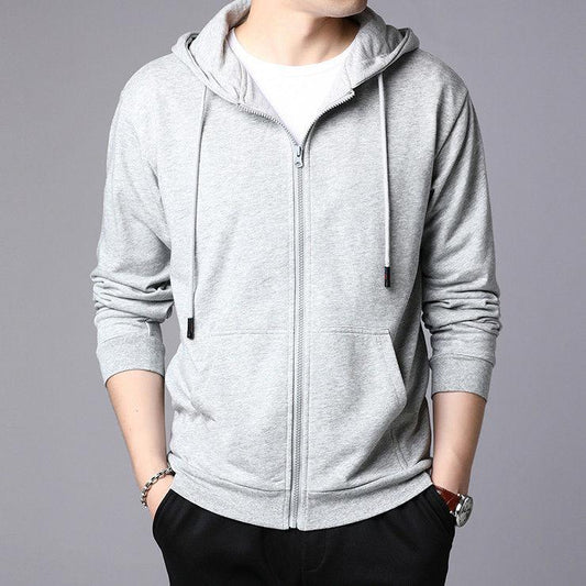 Hooded Cardigan Coat Men's Slim Solid Color Zipper Basic Jacket Plus Size Sportswear Hoodies Outerwear