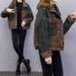 Lamb Wool Stitching Short Coat 2021 Autumn and Winter Plaid Wool Short Coat Cotton-padded Jacket Women