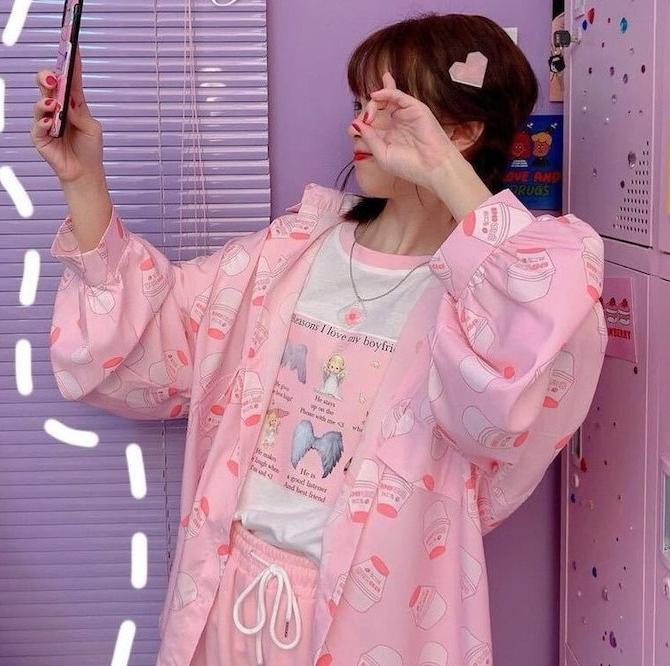 Harajuku Clothing Pastel Lilac Strawberry Milk Pastel Lilac Button Up Shirt Harajuku Shirt Tumblr Shirt Lolita Shirt Cute Tee Milk Tee Shirt