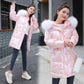 Bright Color Bright Cotton Coat Women 2 Color-changing Cotton Coat Thick Stand-up Collar Mid-length Coat