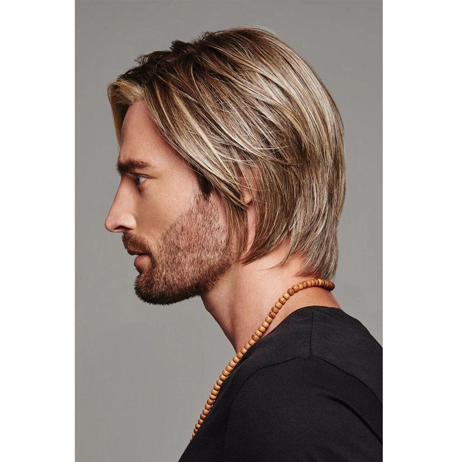 Handsome Men's Wig Blonde Straight Natural Hair Man Brown Toupee for Daddy Replacement Wigs Gifts