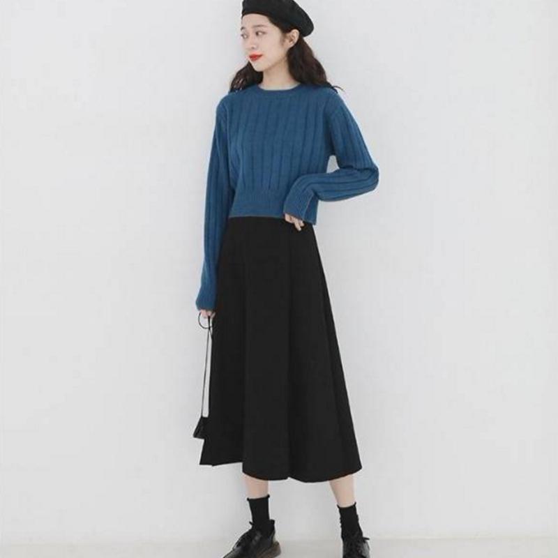 Pofulove Girl's New Half Turtleneck Sweater Korean version of loose lazy outer wear base sweater