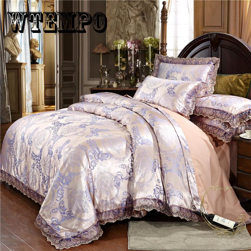Jacquard Fabric Bedding sets King Queen size Bed set Duvet cover set Embroidery Bedsheet