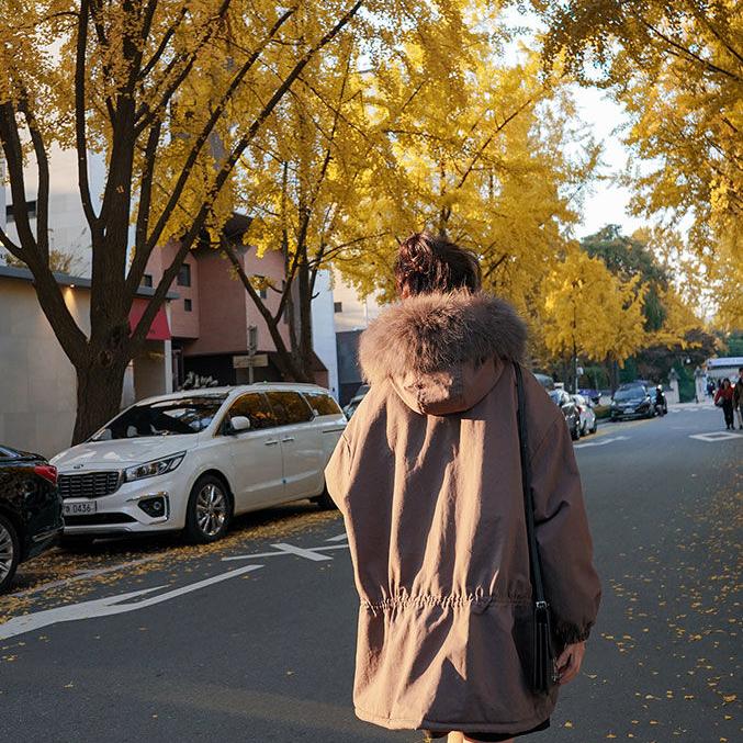 Winter Women's Tooling Parker Clothing Outdoor Fashion Loose Padded Jacket Mid-length Drawstring Slim Women's Padded Jacket