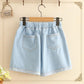 WTEMPO Amoi Cute High-waisted Denim Shorts Schoolgirl Child Denim Shorts Jeans