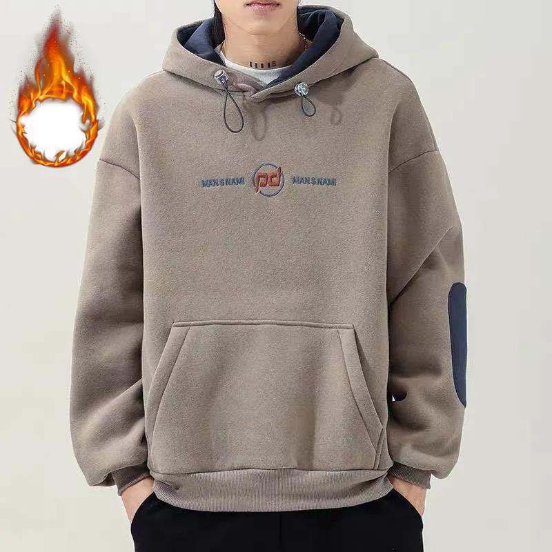 Hooded Men's Sweater Autumn and Winter 2021 New Loose Plus Velvet Trend Thickening Hoodie