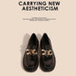 Women's Leather Shoes with Shiny Patent Leather and Soft Sole British Style Platform Platform Loafers
