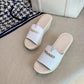 7cm High-heel Sandals and Slippers Slope-heel Ladies Slippers Thick-soled Non-slip Leather Mother Shoes Beach Shoes Casual Shoes Outdoor Slippers