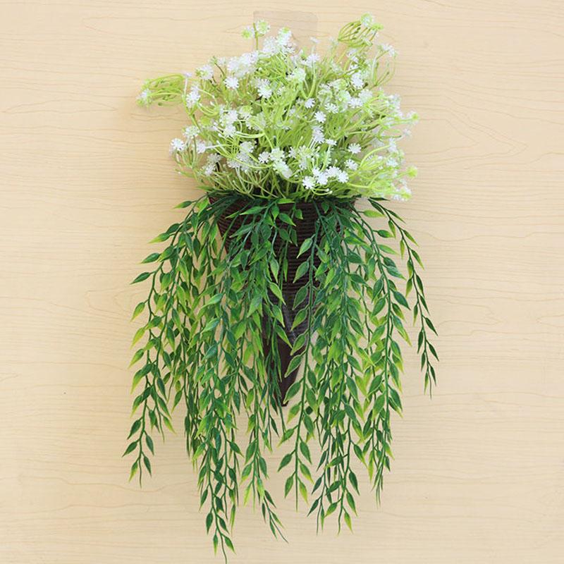 Wall Hanging Simulation Flower Rose Flower Wall Hanging Rattan Leaf Plastic Flower Indoor Living Room Bedroom Hanging Basket Decoration