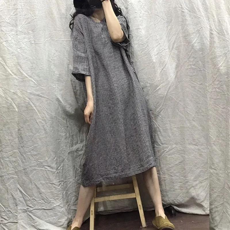 Cotton Linen Women's Summer Dress Short Sleeve Solid Color Daily Wear Dating Party Holiday