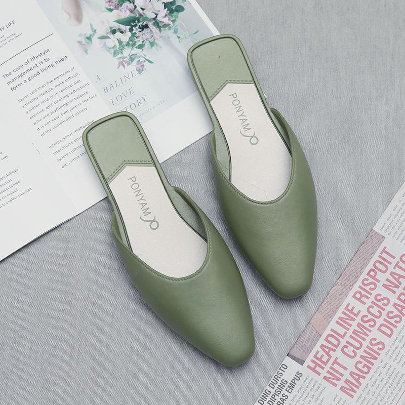 Korean Fashion Half Slippers Female Summer Wear Baotou Net Red Chic Lazy Single Shoes Wild One Pedal Female Slippers