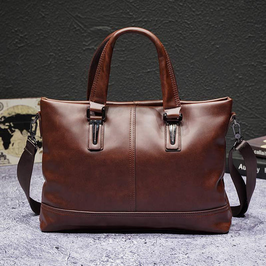 Business Briefcase Men Fashion Multi-pocket PU Leather Zipper Waterproof Handbag Travel Computer Bag