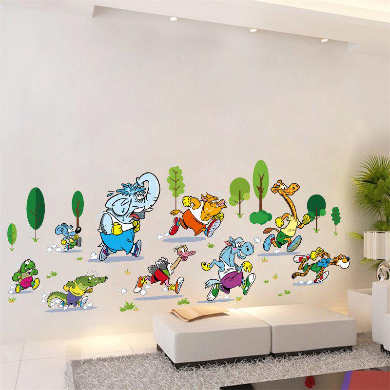 [sticker ]Animal Marathon Wall Stickers For Kids Rooms Nursery Living Room Bedroom Home Decor Child