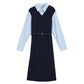 Fake Two-piece Spliced Knitted Warm Dress Female Autumn A-line Version Waist High-end Slim Temperament Long Skirt