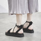 Summer Sandals Female Students Korean Version of The Wild Flat-bottomed Cross Straps Thick-soled Sponge Cake Soft-soled Roman Shoes