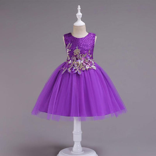 Girls Princess Dress Flower Girl Wedding Dress Children's Piano Performance Dress Net Gauze Tutu Dress