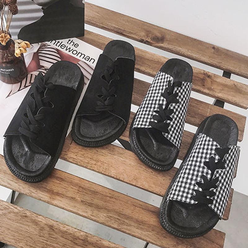 Roman Style Slippers Female Korean Version of The Society Wear Flat Sandals and Slippers Female Students All-match Summer Beach Shoes