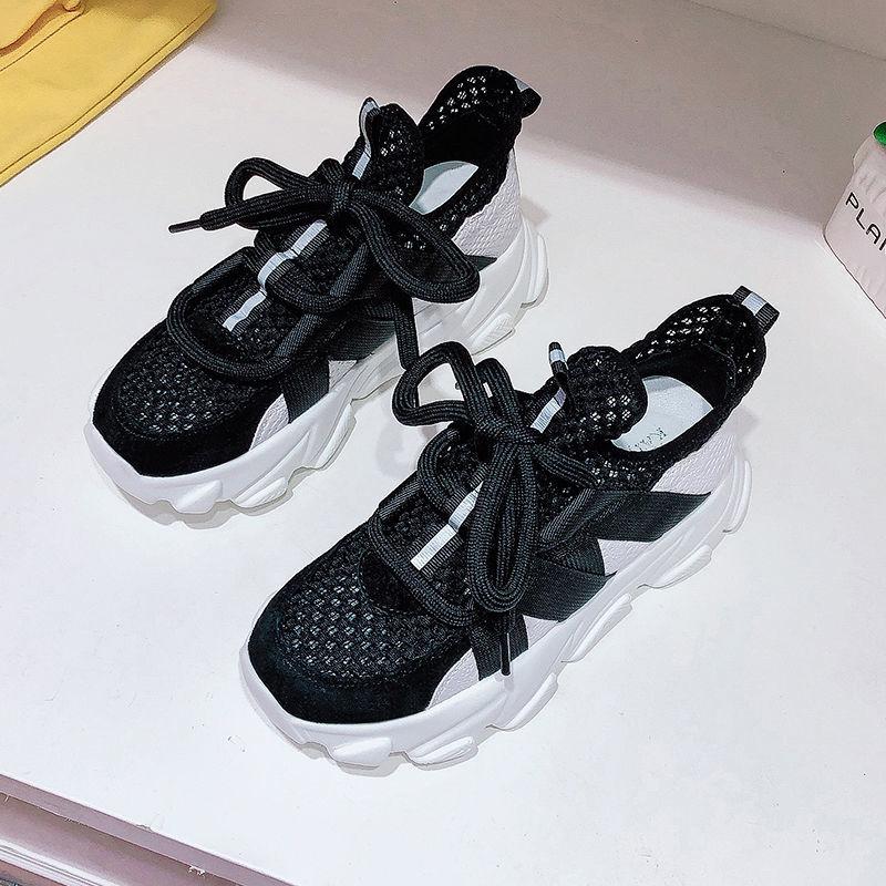 Spring  Summer Mesh Hollow Breathable Women's Shoes Flat Casual Sports Shoes Female Students Korean Wild Shoes