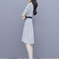 Striped Shirt Chiffon Female Dress A-line Printed Skirt with Waist and Thin Temperament