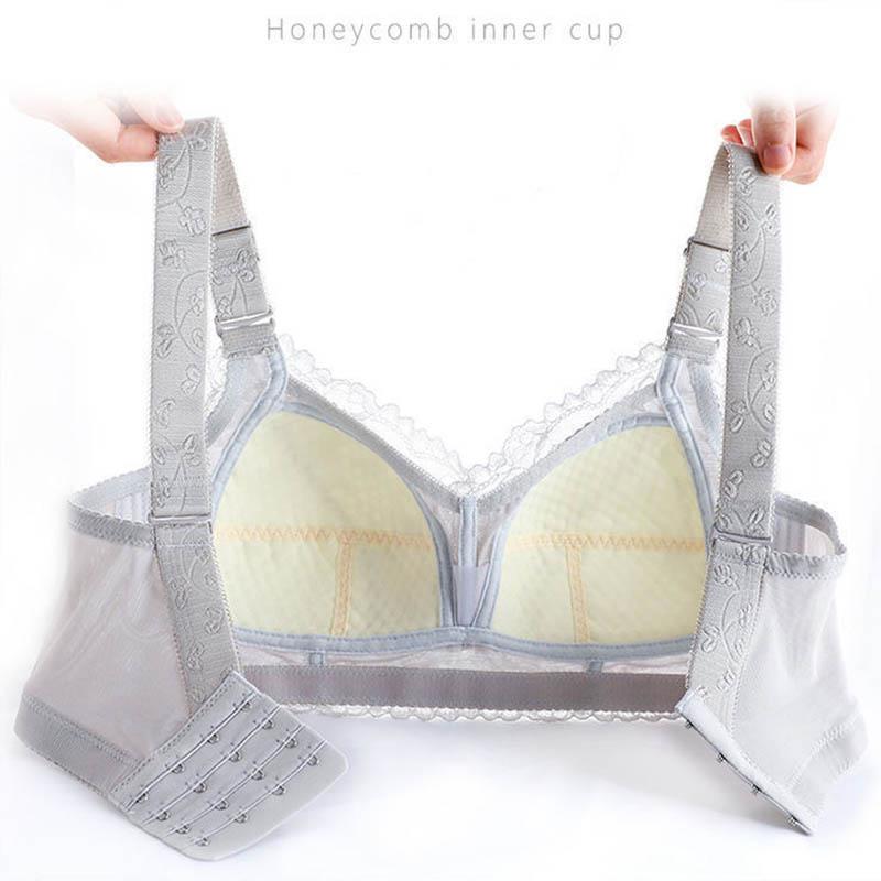 Female Hollow Lace Ruffled Light, Comfortable and Breathable Large Size Top Support Gathering Thin Section No Steel Ring No Trace Sexy Adjustable Bra