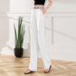 Impermeable White Ice Silk Wide-leg Pants Female High-waist Drape Letter Waist Summer Loose and Thin Chiffon Straight Trousers