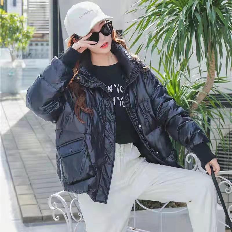 Short Down Jacket Women's Large Size White Duck Down Loose and Thick Women's Stand-up Collar Jacket