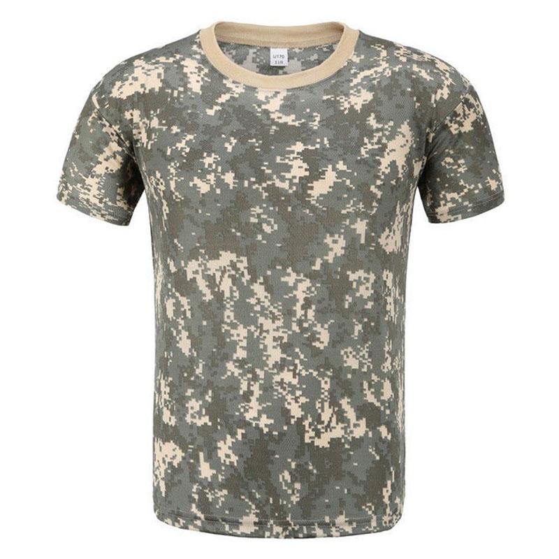 Camouflage Shirt Men T-shirts Outdoor Sports Tees Half Sleeve Tees Casual Breathable Pullover Army Cross Country Clothing