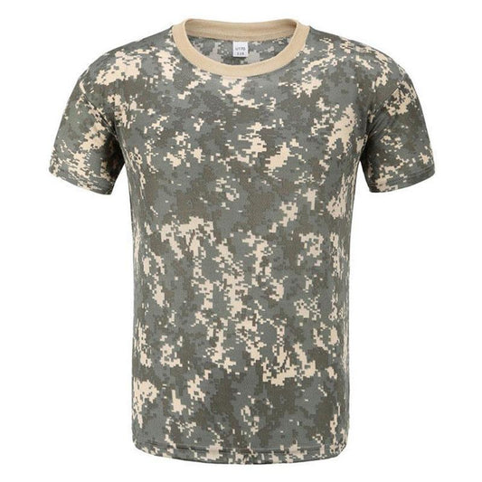 Camouflage Shirt Men T-shirts Outdoor Sports Tees Half Sleeve Tees Casual Breathable Pullover Army Cross Country Clothing
