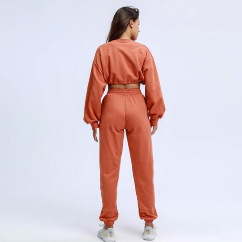 2 Piece Set Women Matching Sets Turtleneck Long Sleeve Crop Top Wide Leg Pant Outfits Solid Fitness Suit