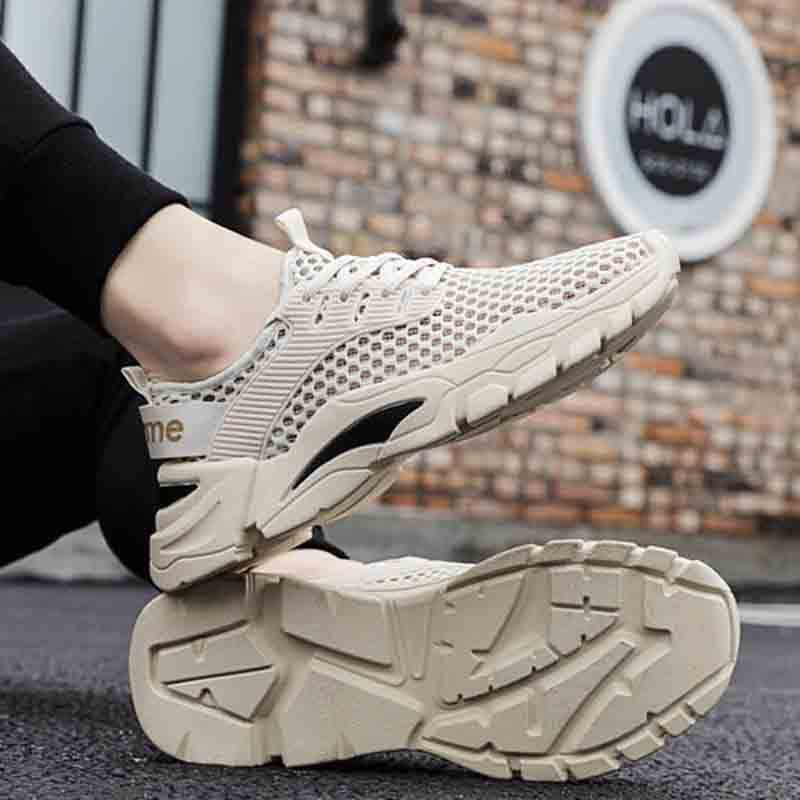 Plus Size 39-44 Fashion Summer Men Mesh Sneakers Low-top Running Basketball Shoes Outdoor Non-slip Sports Shoes Shockproof Shoes