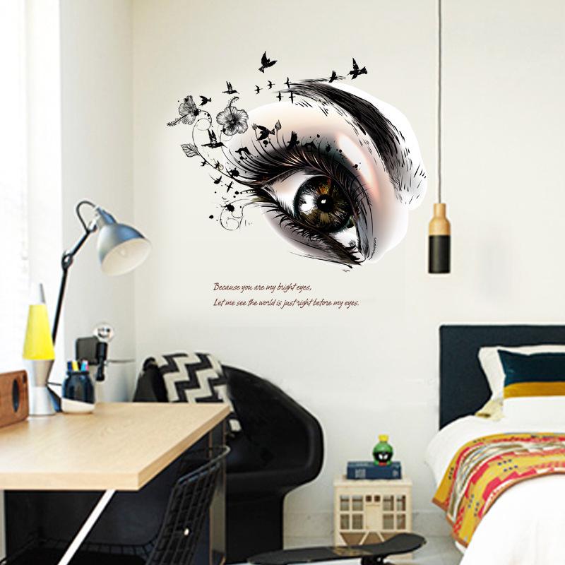 Beautiful eyes Personality creative entrance TV wall decoration wall stickers romantic wallpaper