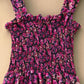 Flower Pattern Chiffon Women Sexy A-line Skirt Sling Dress Mid-length Sleeveless Ruffled Folds Party Floral Sundress